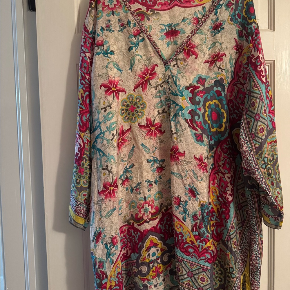 Johnny Was Multicolor Floral Tunic 3X